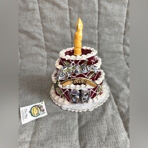 Vintage Blue Sky Clayworks July Birthday Cake Ceramic 2002 By Heather Goldminc